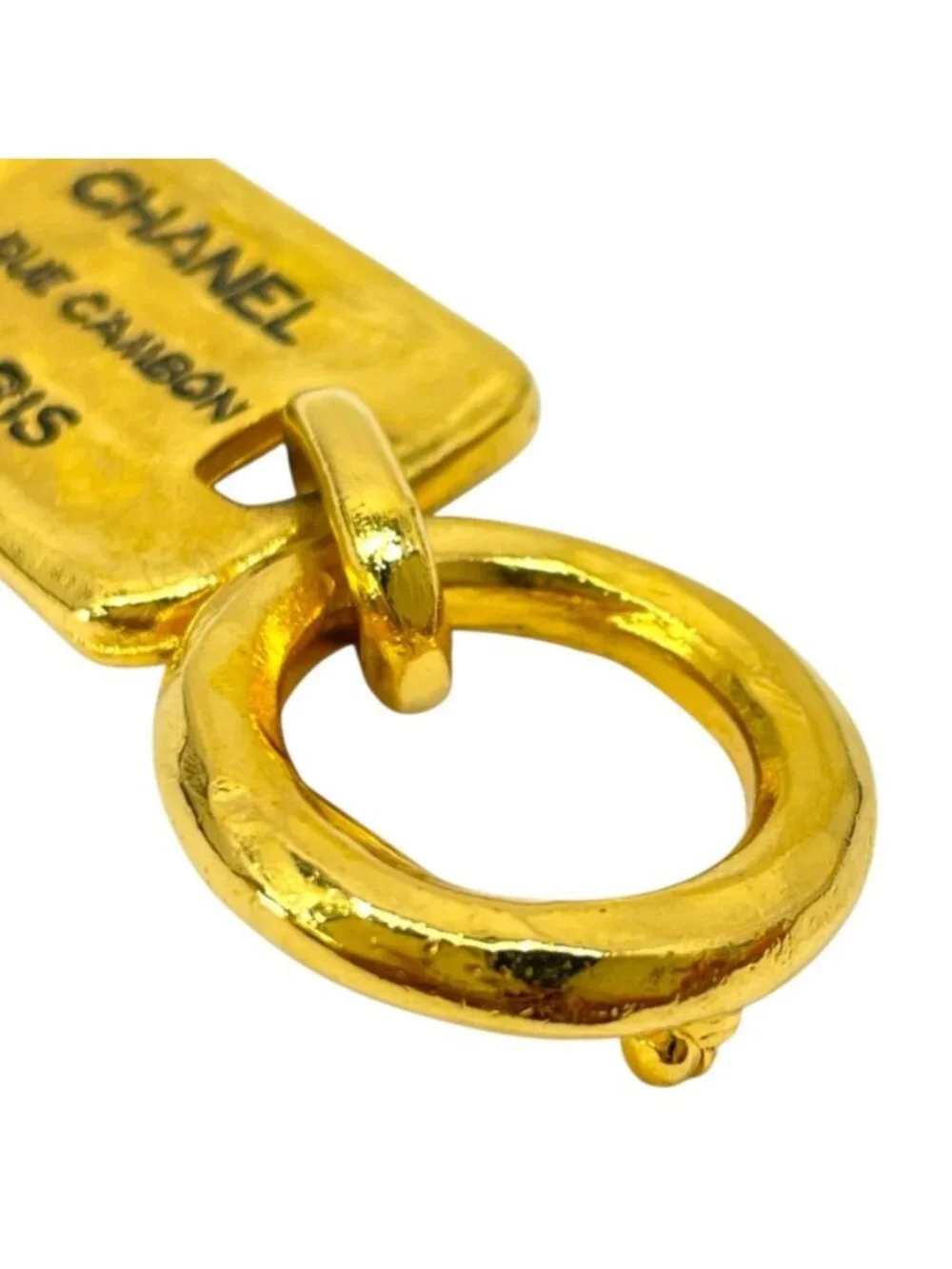 Chanel Brooch Cambon Plate Swing 31 Rue Metal Gold